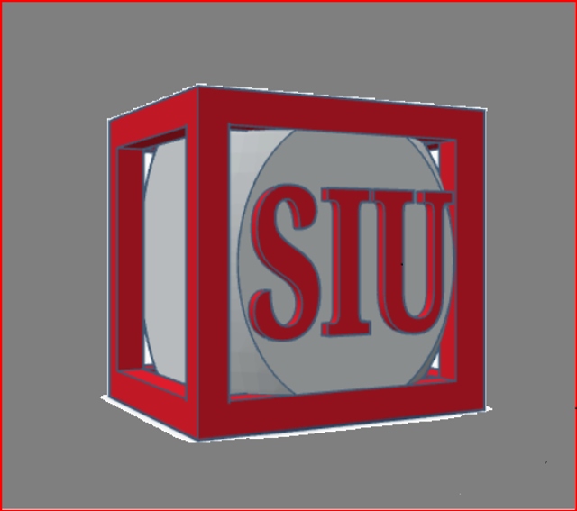3D image of SIU letters within a cube and a dice.