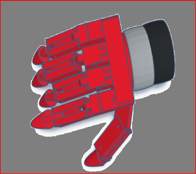 3D model of a prosthetic hand.