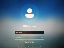 Log in computer display